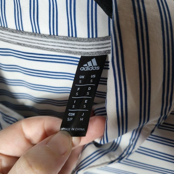 Adidas Mens Blue and White Striped Short Sleeve Polo Size Small Athletic Active - Picture 4 of 10
